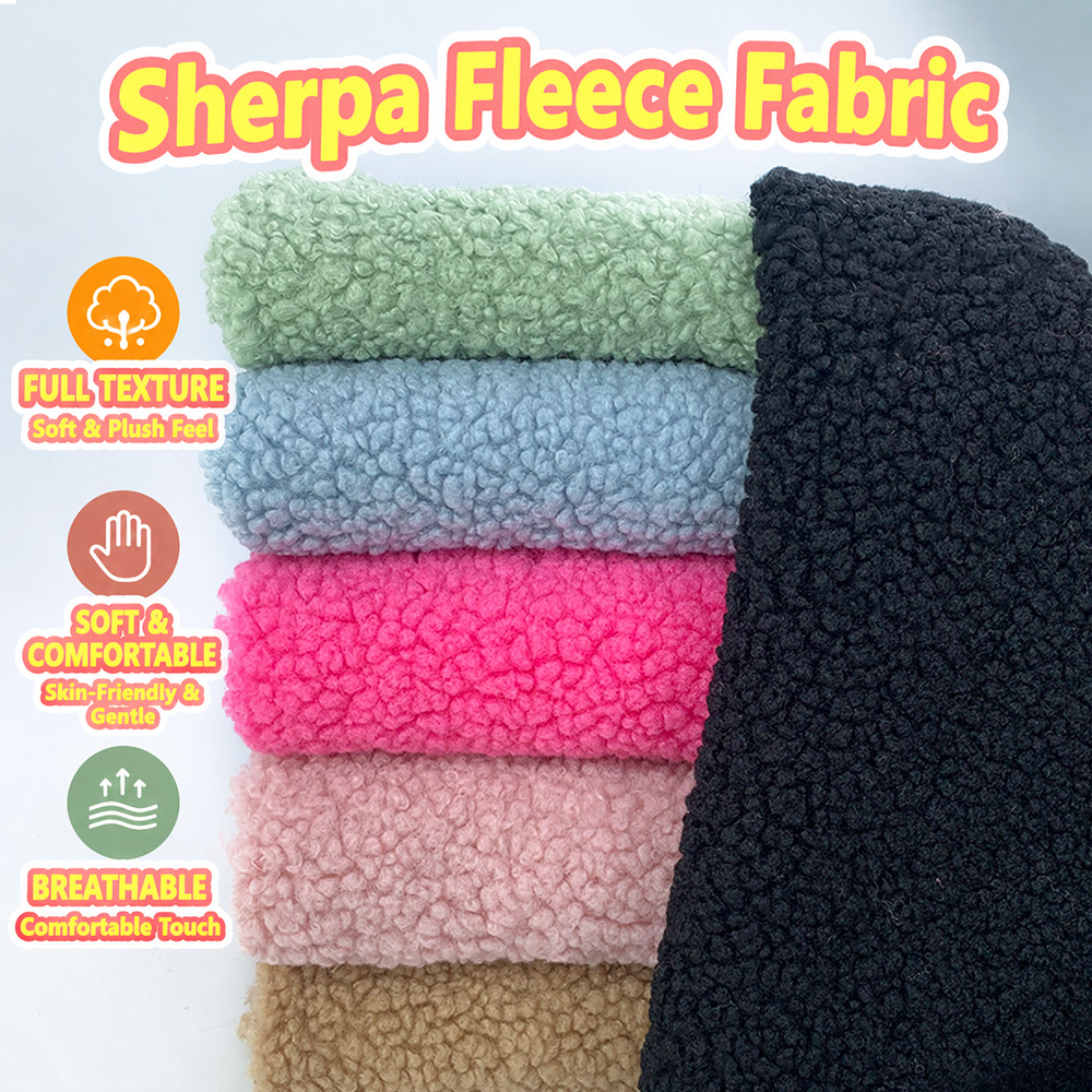 Sewing Garments - Teddy Sherpa Fleece Fabric Piece,150x50cm Solid