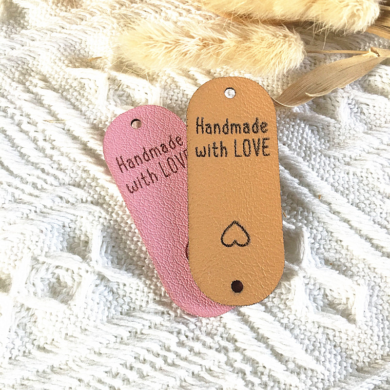 Sewing Labels - 30pcs Personalized Leather Logo Tags for