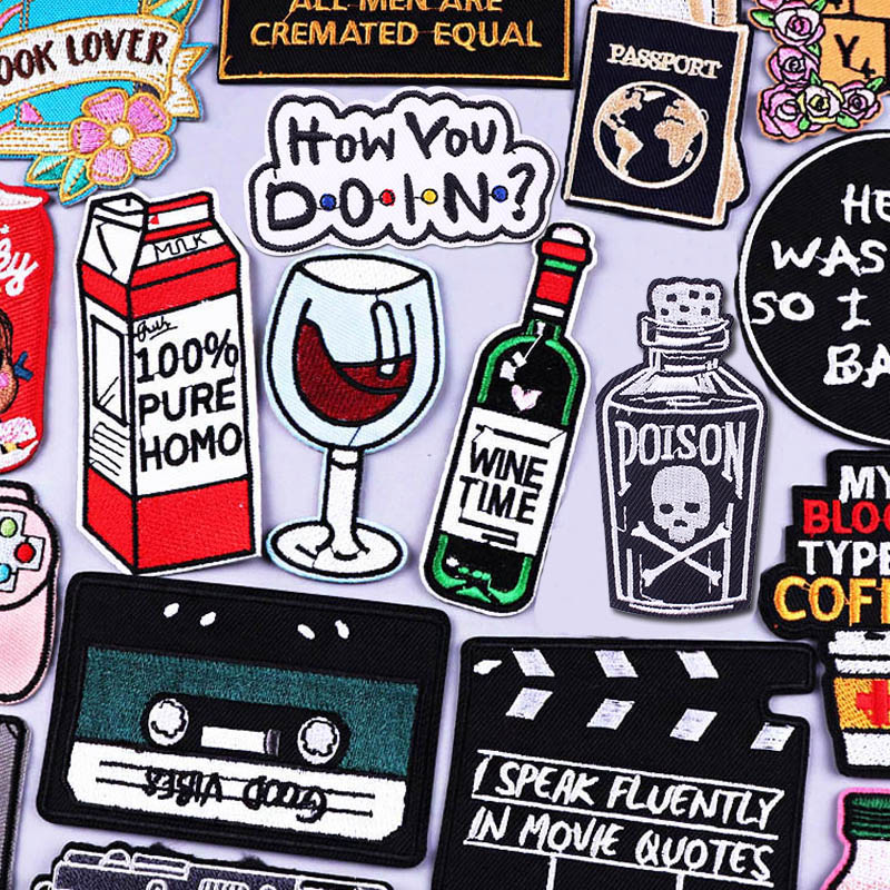 Wine Time Patches On Clothes E - Velcro Sew On ulasan dan harga