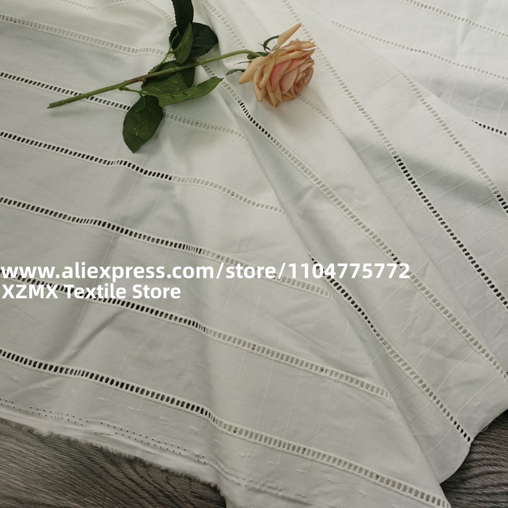 Stripe Hollow Eyelet Cotton Em - Sewing Eyelet Fabric ulasan dan harga