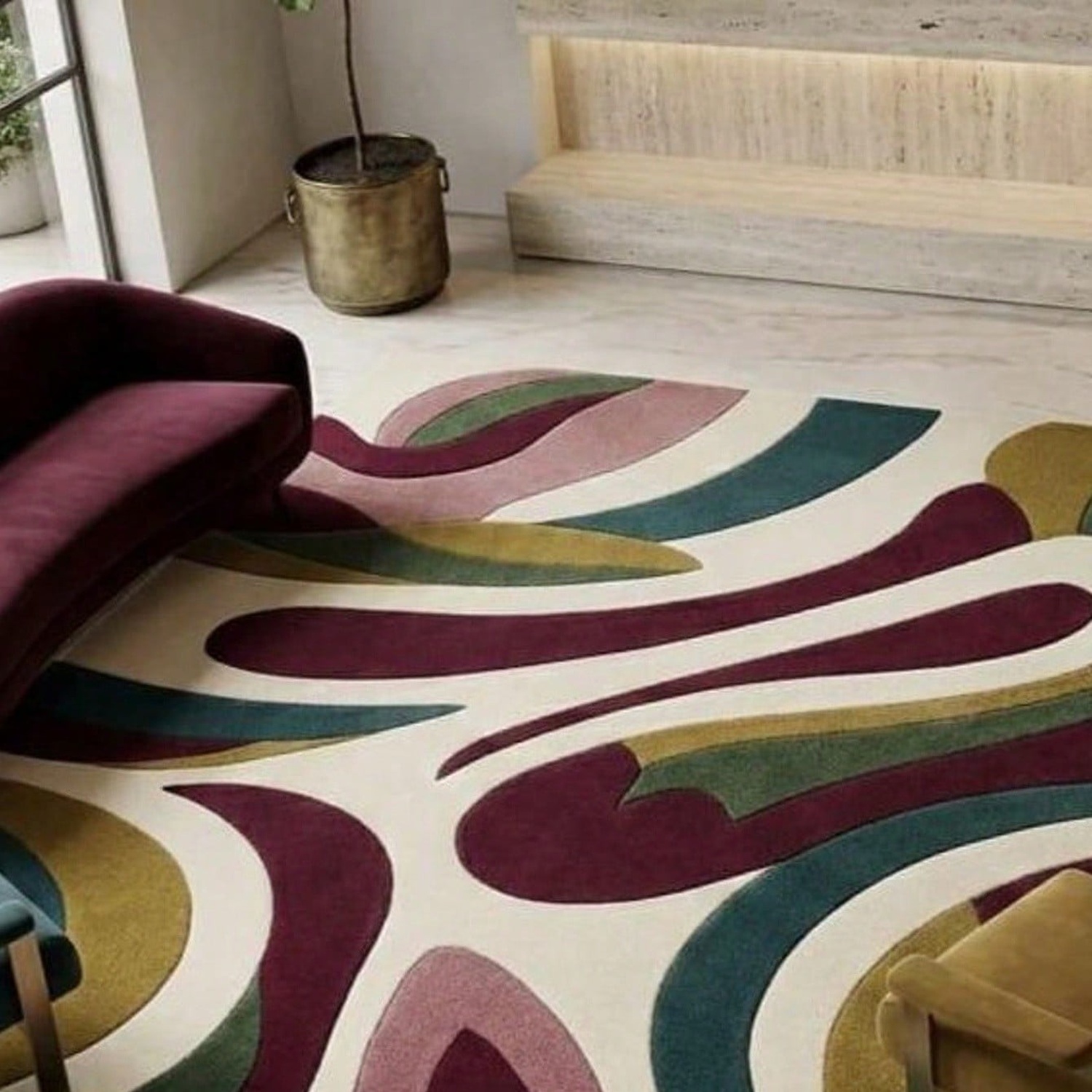 Abstract Pattern Carpet, Mid-C - Century Textile & Sewing Supply Online Shopping ulasan dan harga